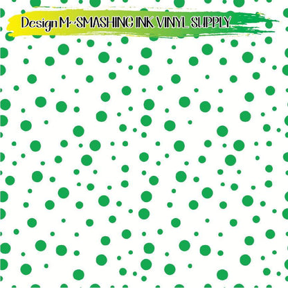 Green White Dots ★ Pattern Vinyl | Faux Leather | Sublimation (TAT 3 BUS DAYS)