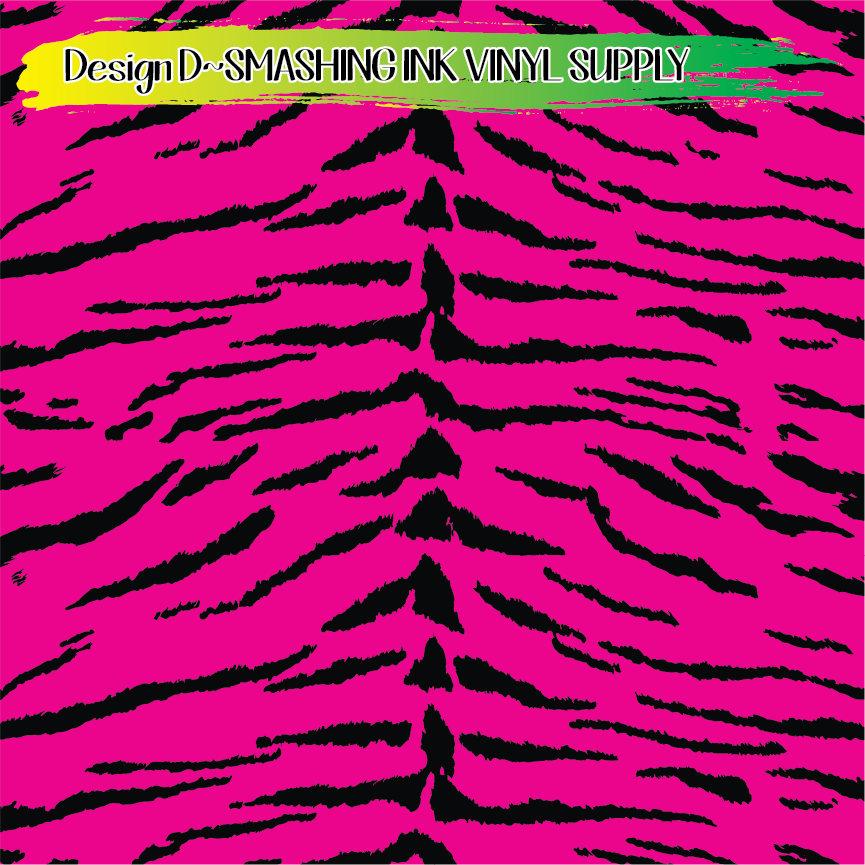 Pink Black Animal Print ★ Pattern Vinyl | Faux Leather | Sublimation (TAT 3 BUS DAYS)