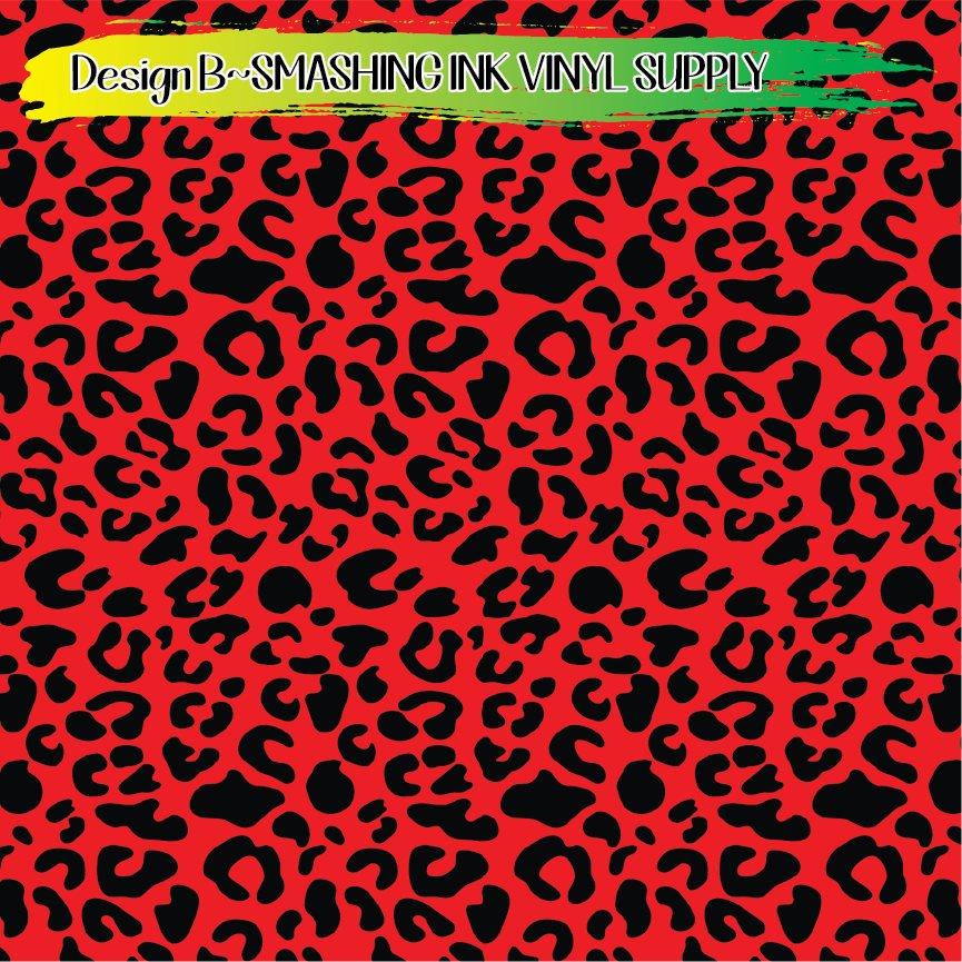 Red Black Animal Print ★ Pattern Vinyl | Faux Leather | Sublimation (TAT 3 BUS DAYS)