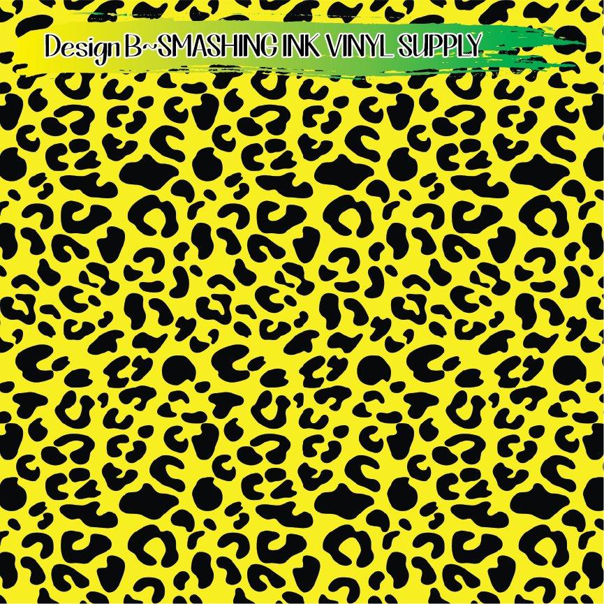 Yellow Black Animal Print ★ Pattern Vinyl | Faux Leather | Sublimation (TAT 3 BUS DAYS)