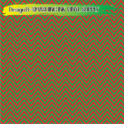 Red Green Chevron ★ Pattern Vinyl | Faux Leather | Sublimation (TAT 3 BUS DAYS)