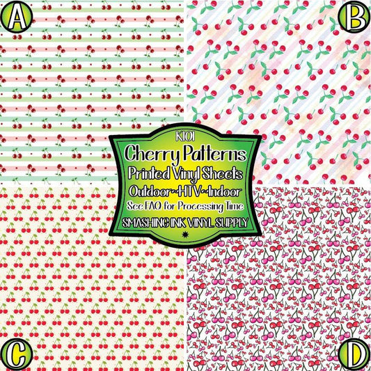Cherry Pattern ★ Printed Vinyl Sheets | Faux Leather | Laser Safe