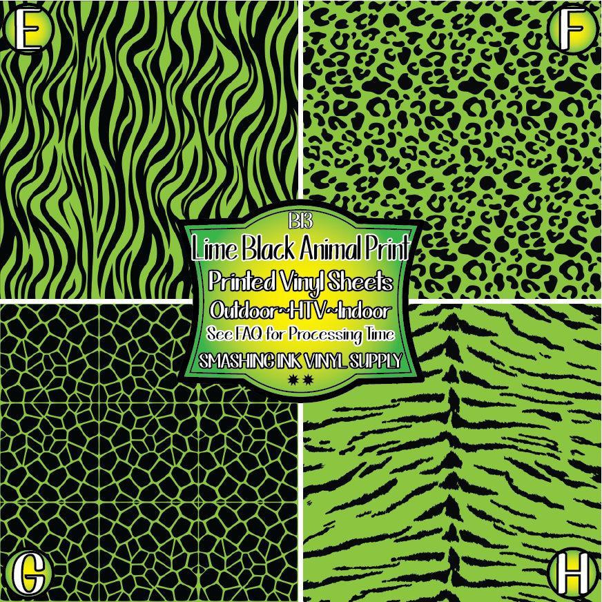 Lime Black Animal Print ★ Pattern Vinyl | Faux Leather | Sublimation (TAT 3 BUS DAYS)
