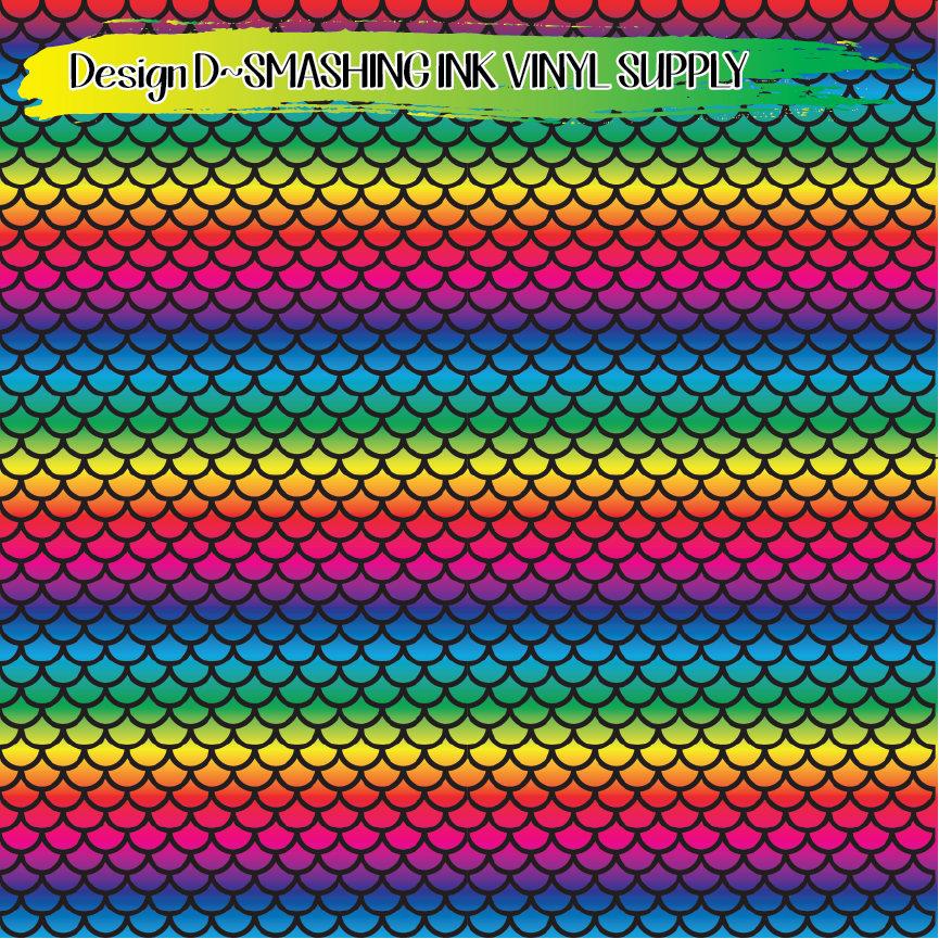 Rainbow Mermaid Scale ★ Pattern Vinyl | Faux Leather | Sublimation (TAT 3 BUS DAYS)