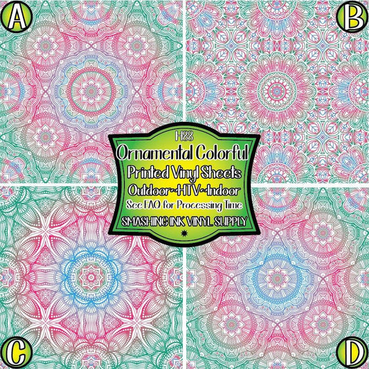 Colorful Ornamental ★ Printed Vinyl Sheets | Faux Leather | Laser Safe