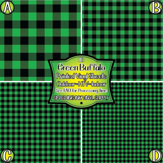 Green Buffalo Plaid ★ Pattern Vinyl | Faux Leather | Sublimation (TAT 3 BUS DAYS)