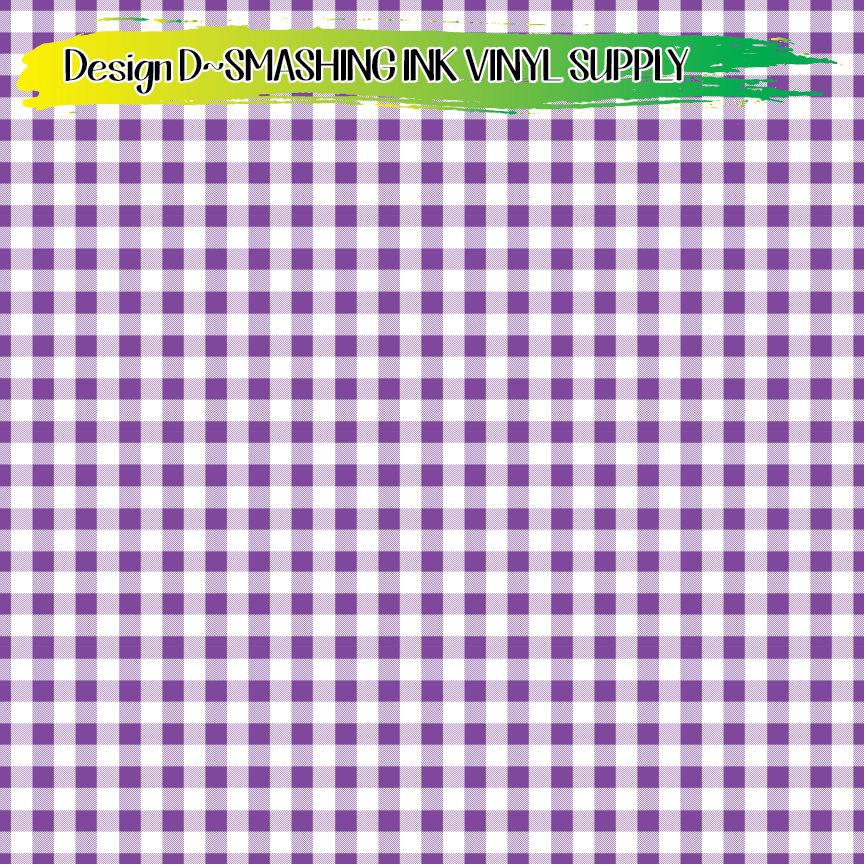 Purple Gingham Fabric ★ Pattern Vinyl | Faux Leather | Sublimation (TAT 3 BUS DAYS)