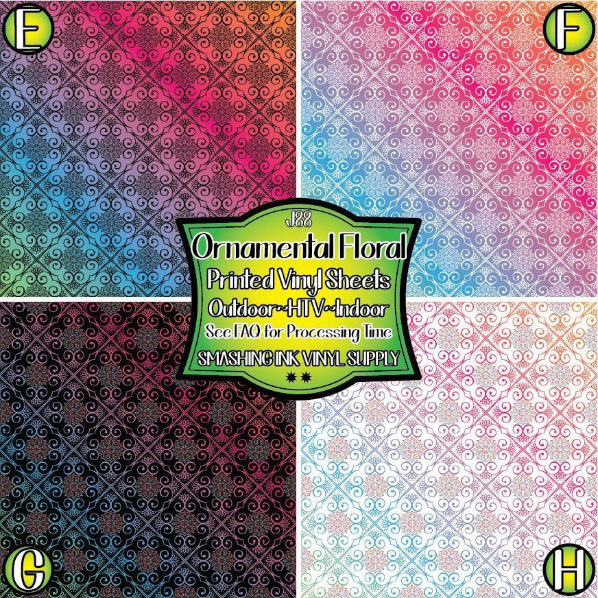 Ornamental Floral ★ Pattern Vinyl | Faux Leather | Sublimation (TAT 3 BUS DAYS)
