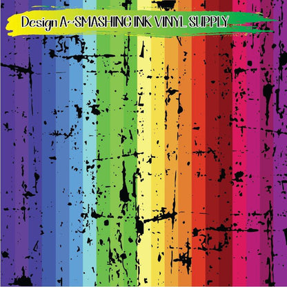 Distress Rainbow Print ★ Pattern Vinyl | Faux Leather | Sublimation (TAT 3 BUS DAYS)