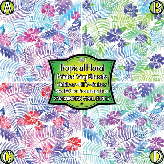 Island Flower ★ Printed Vinyl Sheets | Faux Leather | Laser Safe