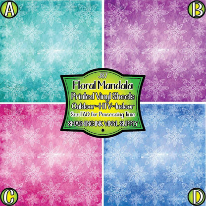 Floral Mandala  Print ★ Pattern Vinyl | Faux Leather | Sublimation (TAT 3 BUS DAYS)