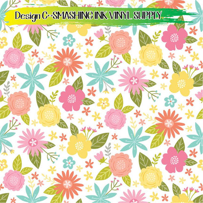 Spring Flowers ★ Pattern Vinyl | Faux Leather | Sublimation (TAT 3 BUS DAYS)