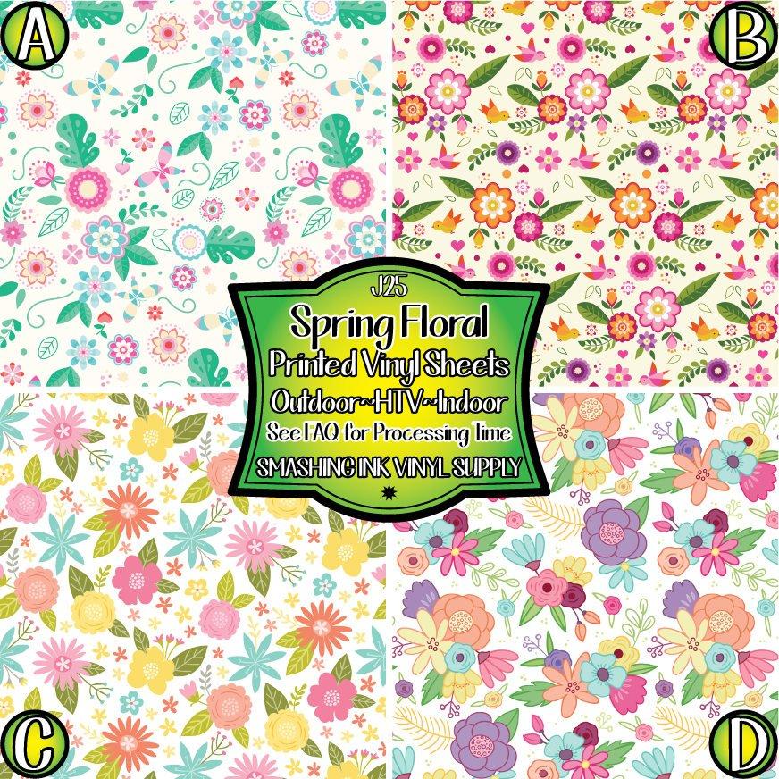 Spring Flowers ★ Printed Vinyl Sheets | Faux Leather | Laser Safe ...