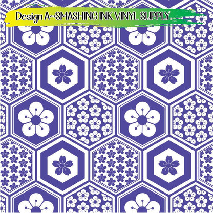 Hexagon Flowers ★ Pattern Vinyl | Faux Leather | Sublimation (TAT 3 BUS DAYS)