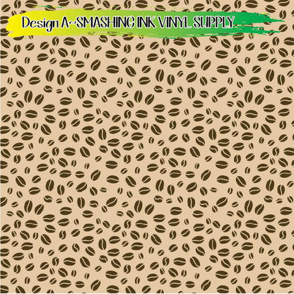 Coffee Pattern ★ Pattern Vinyl | Faux Leather | Sublimation (TAT 3 BUS DAYS)
