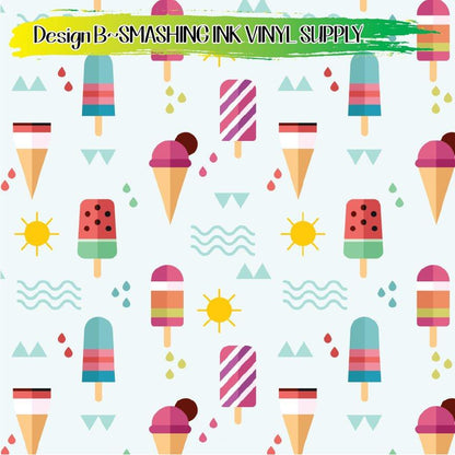 Ice Cream Printed ★ Pattern Vinyl | Faux Leather | Sublimation (TAT 3 BUS DAYS)