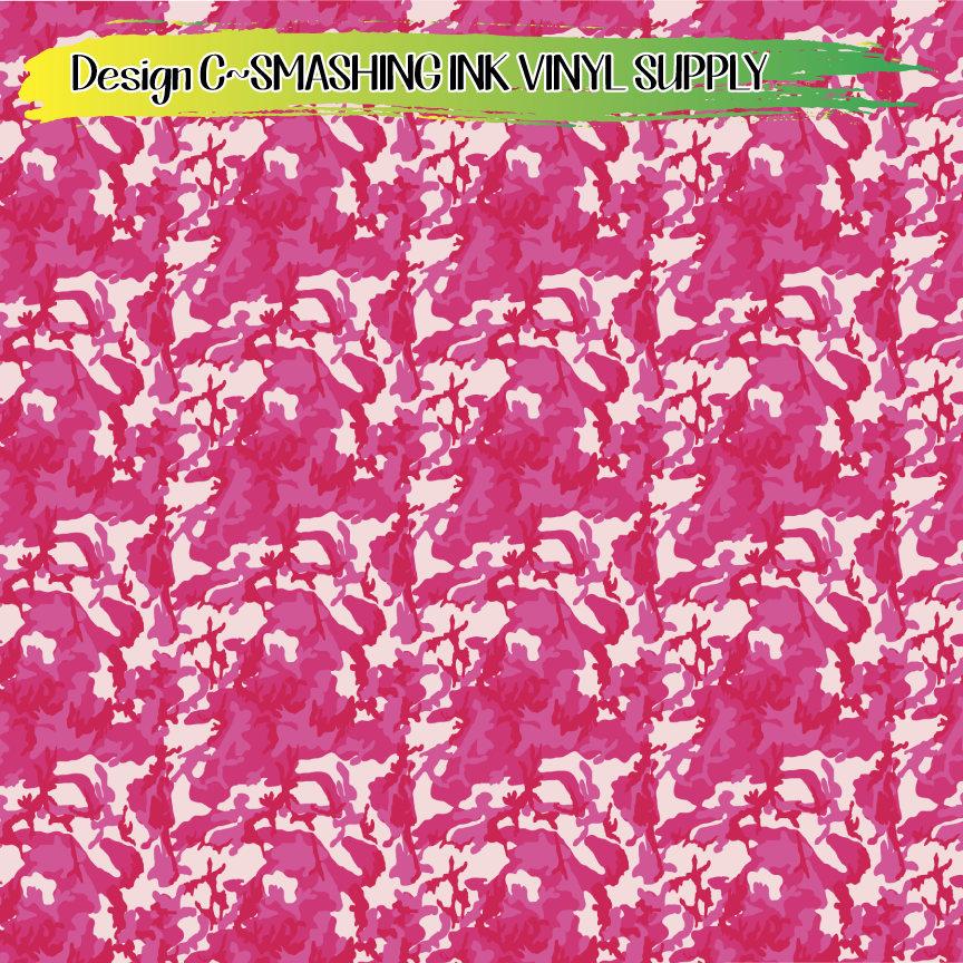 Pink Camo Print ★ Pattern Vinyl | Faux Leather | Sublimation (TAT 3 BUS DAYS)