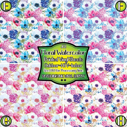 Floral Watercolor ★ Pattern Vinyl | Faux Leather | Sublimation (TAT 3 BUS DAYS)