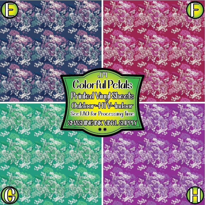 Colorful Petals ★ Pattern Vinyl | Faux Leather | Sublimation (TAT 3 BUS DAYS)