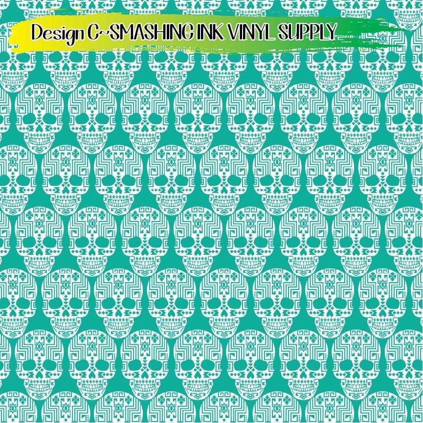 Aztec Sugar Skull ★ Pattern Vinyl | Faux Leather | Sublimation (TAT 3 BUS DAYS)