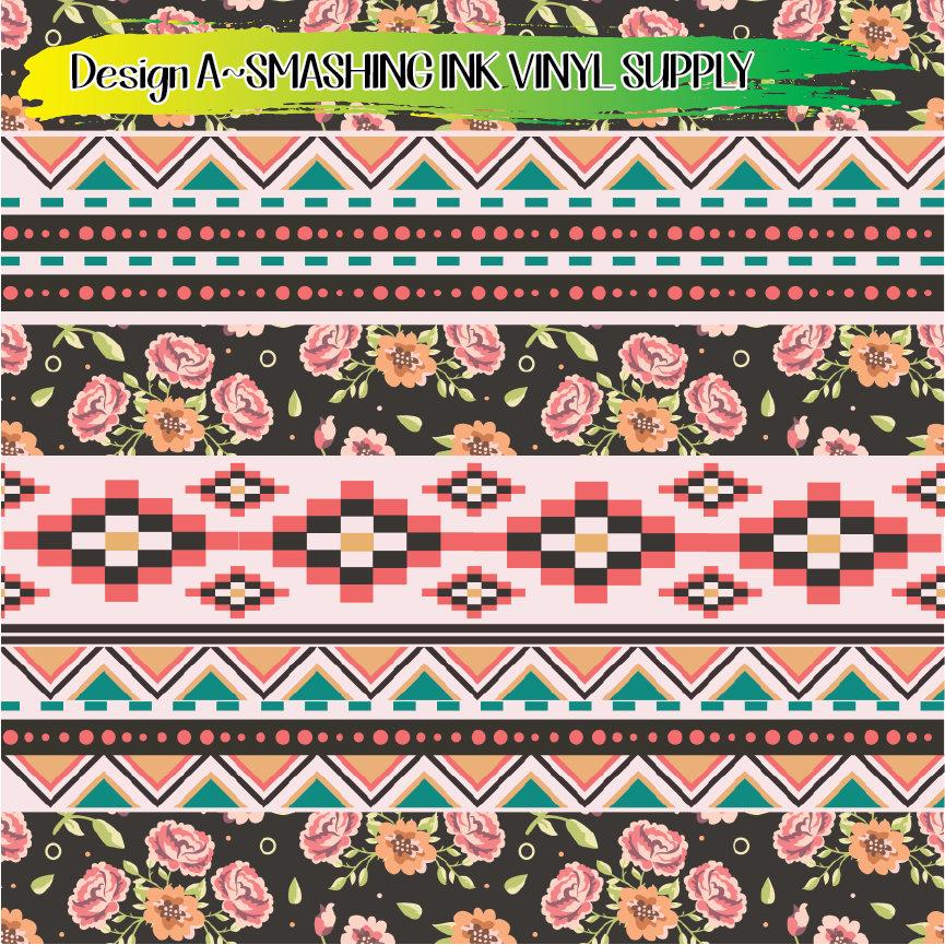 Floral Aztec  Print ★ Laser Safe Adhesive Film (TAT 3 BUS DAYS)