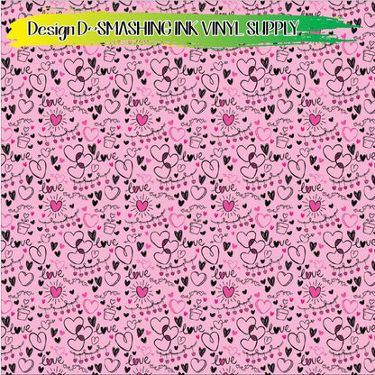 Hearts and Love Pattern ★ Pattern Vinyl | Faux Leather | Sublimation (TAT 3 BUS DAYS)