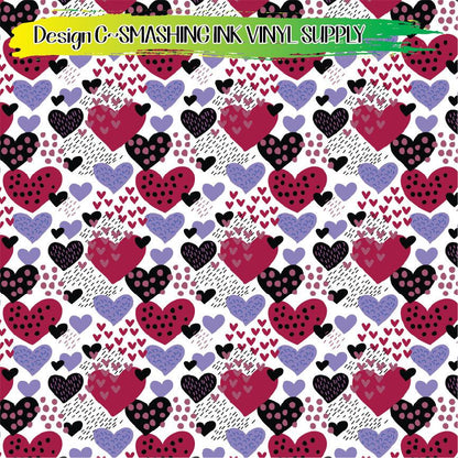Hearts and Dots ★ Pattern Vinyl | Faux Leather | Sublimation (TAT 3 BUS DAYS)