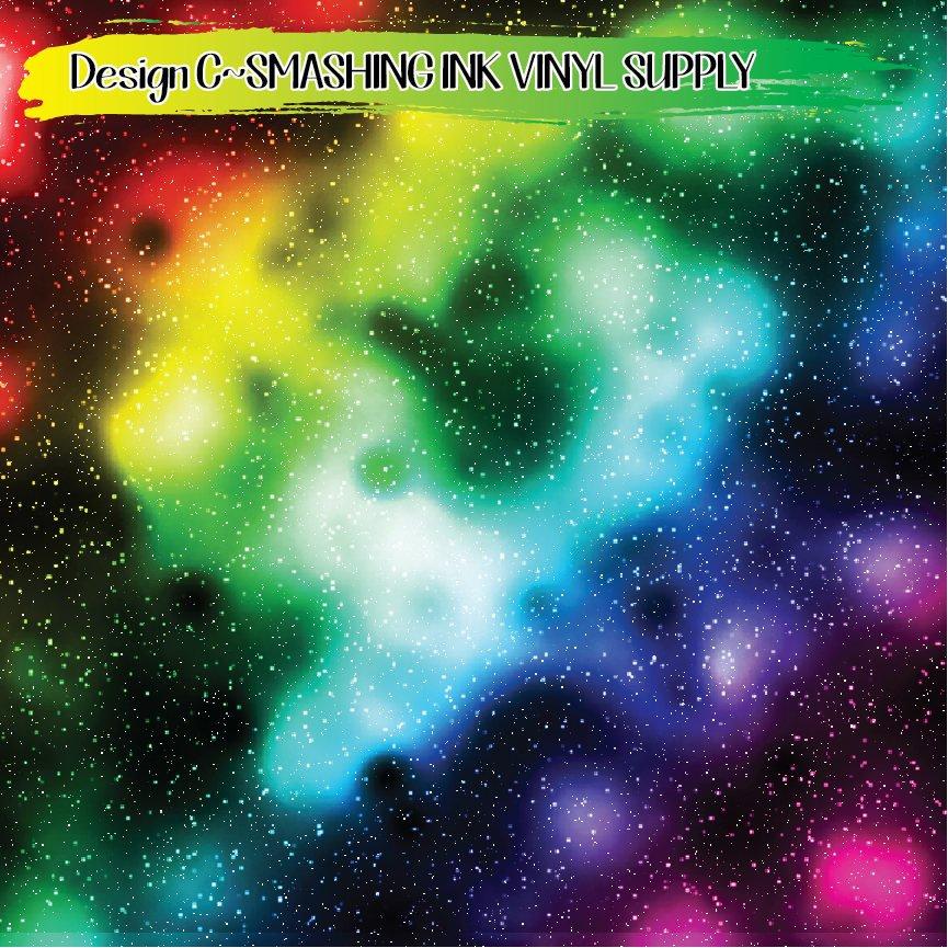 Rainbow Space Galaxy ★ Pattern Vinyl | Faux Leather | Sublimation (TAT 3 BUS DAYS)