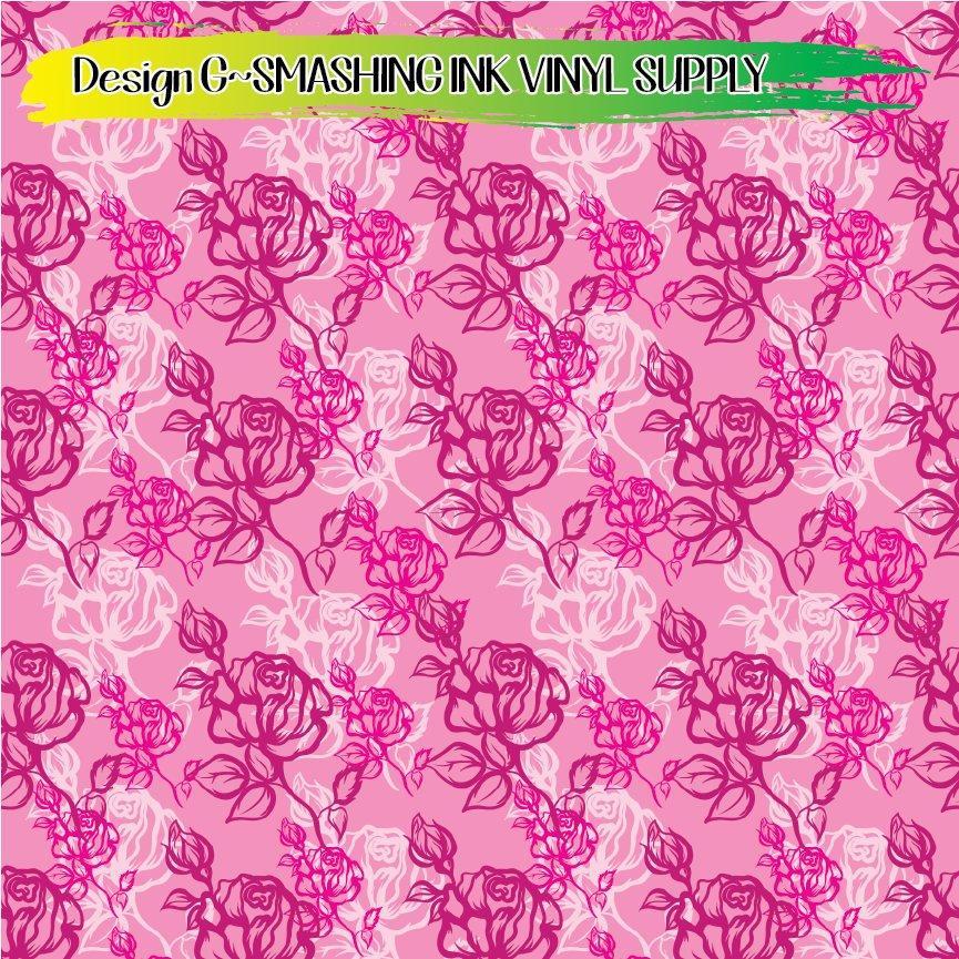Rose Floral ★ Pattern Vinyl | Faux Leather | Sublimation (TAT 3 BUS DAYS)
