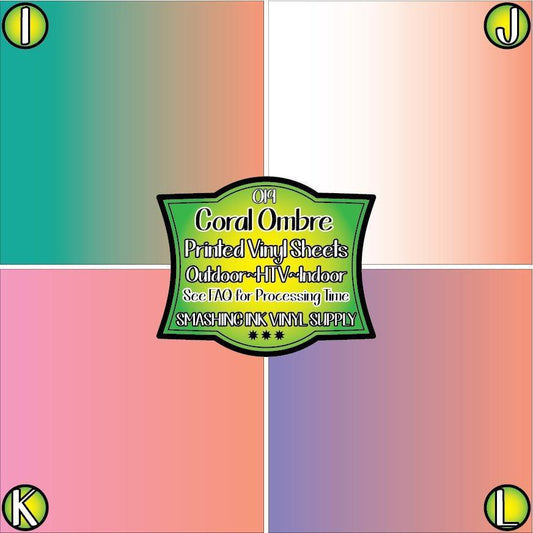 Coral Ombre ★ Pattern Vinyl | Faux Leather | Sublimation (TAT 3 BUS DAYS)
