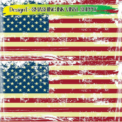 Grunge American Flag ★ Pattern Vinyl | Faux Leather | Sublimation (TAT 3 BUS DAYS)