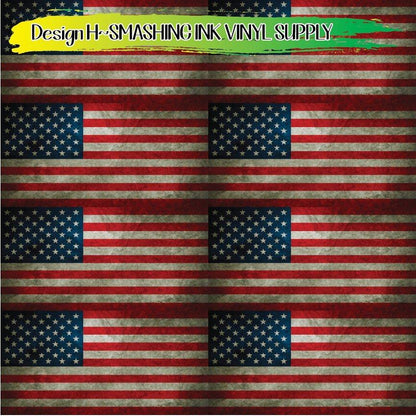Grunge American Flag ★ Laser Safe Adhesive Film (TAT 3 BUS DAYS)