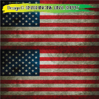 Grunge American Flag ★ Pattern Vinyl | Faux Leather | Sublimation (TAT 3 BUS DAYS)