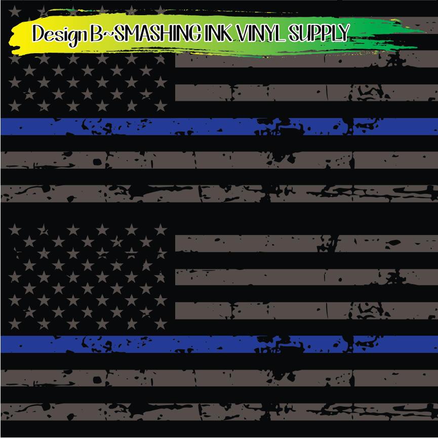Police Blue Flag ★ Printed Vinyl Sheets | Faux Leather | Laser Safe