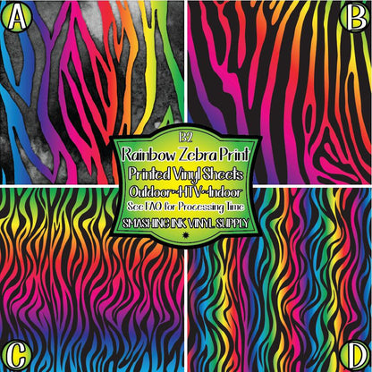 Rainbow Zebra Print ☆ Pattern Vinyl, Faux Leather