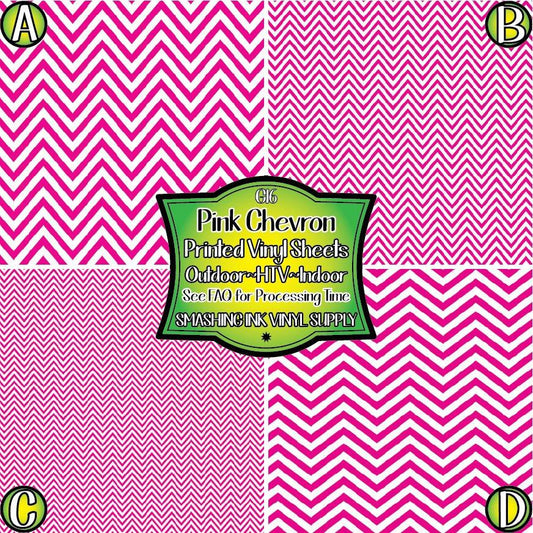 Pink White Chevron ★ Printed Vinyl Sheets | Faux Leather | Laser Safe