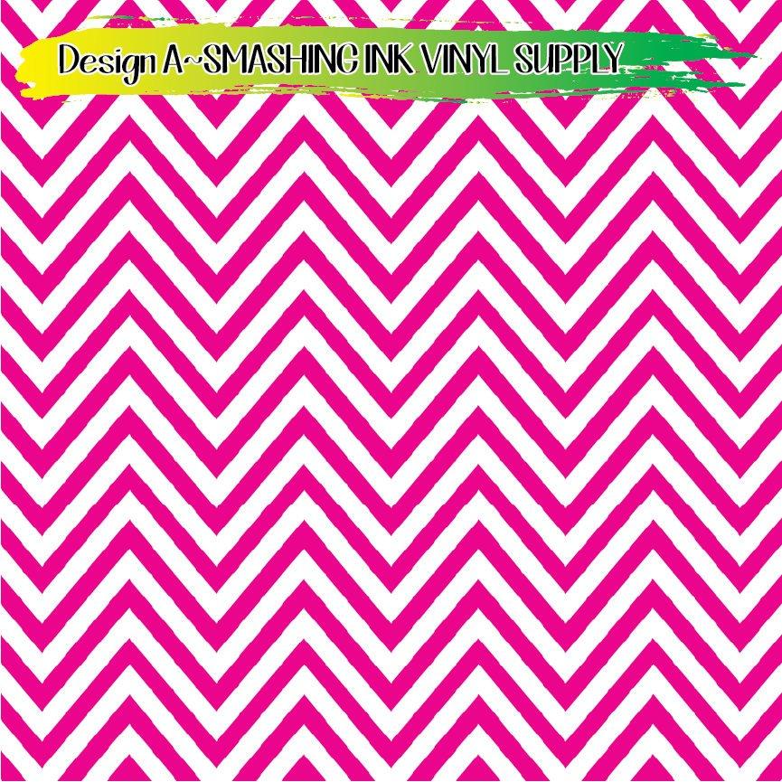 Pink White Chevron ★ Pattern Vinyl | Faux Leather | Sublimation (TAT 3 BUS DAYS)