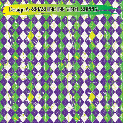 Mardi Gras Plaid ★ Pattern Vinyl | Faux Leather | Sublimation (TAT 3 BUS DAYS)