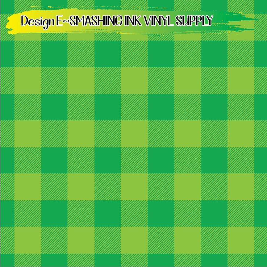 Green Lime Buffalo Plaid ★ Pattern Vinyl | Faux Leather | Sublimation (TAT 3 BUS DAYS)