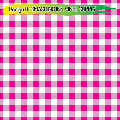 Pink White Gingham ★ Pattern Vinyl | Faux Leather | Sublimation (TAT 3 BUS DAYS)