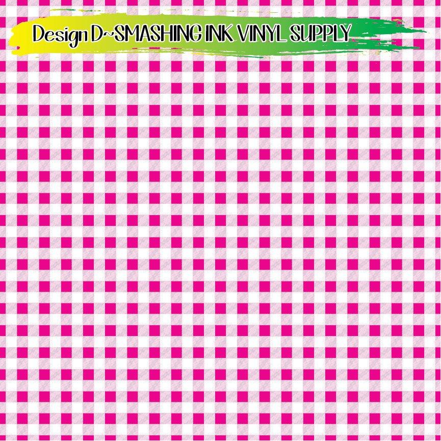 Pink White Gingham ★ Pattern Vinyl | Faux Leather | Sublimation (TAT 3 BUS DAYS)