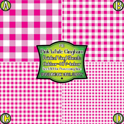 Pink White Gingham ★ Pattern Vinyl | Faux Leather | Sublimation (TAT 3 BUS DAYS)