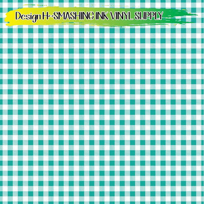 Teal Gingham ★ Pattern Vinyl | Faux Leather | Sublimation (TAT 3 BUS DAYS)