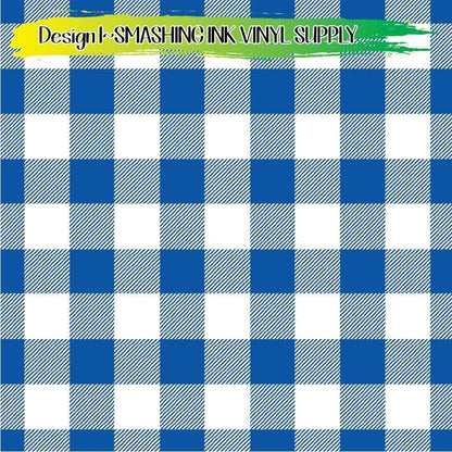 Blue Gingham ★ Pattern Vinyl | Faux Leather | Sublimation (TAT 3 BUS DAYS)