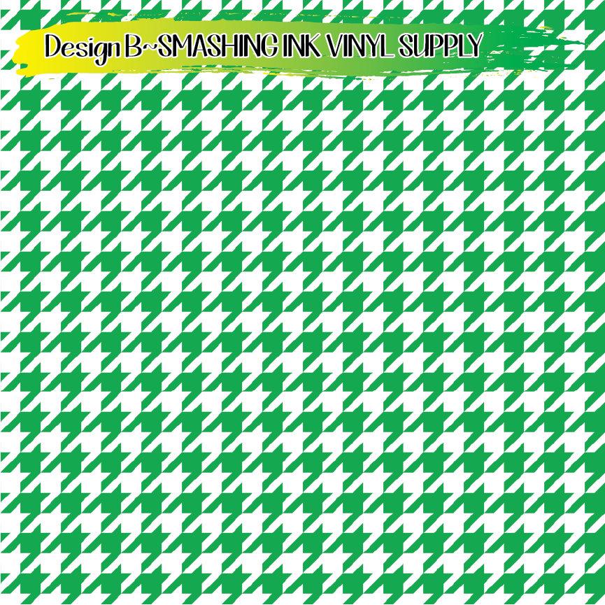 Green White Houndstooth ★ Pattern Vinyl | Faux Leather | Sublimation (TAT 3 BUS DAYS)