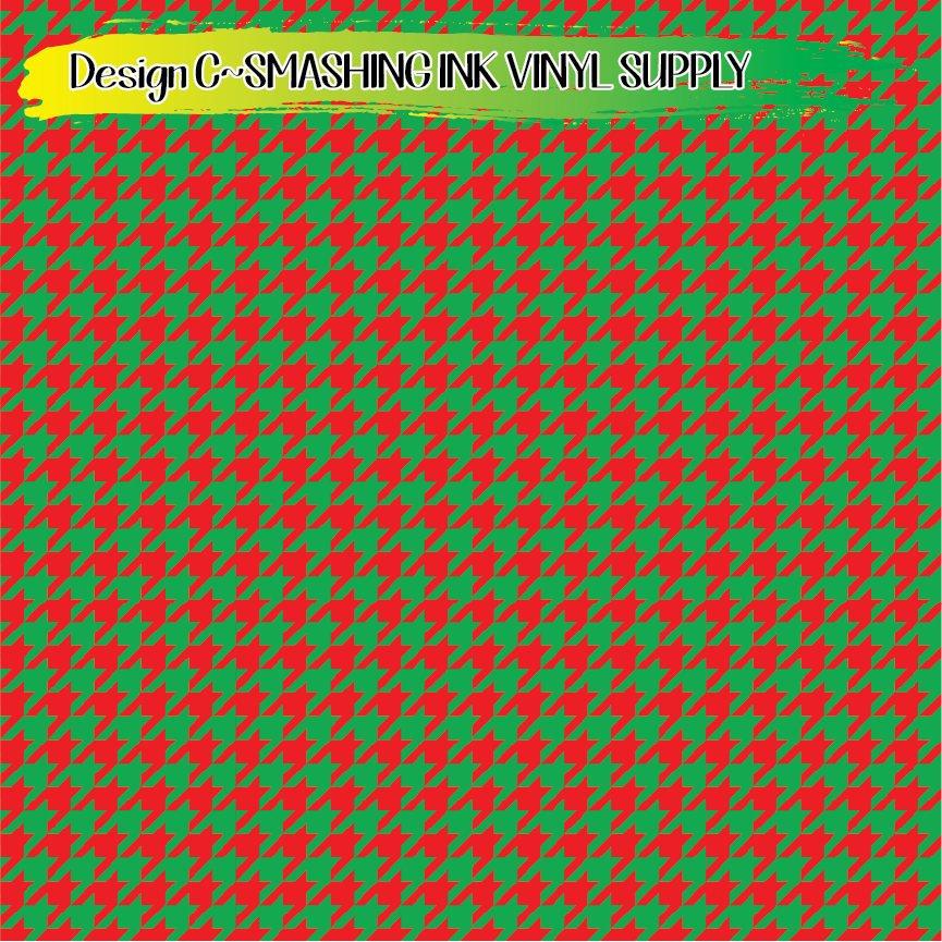 Red Green Houndstooth ★ Pattern Vinyl | Faux Leather | Sublimation (TAT 3 BUS DAYS)