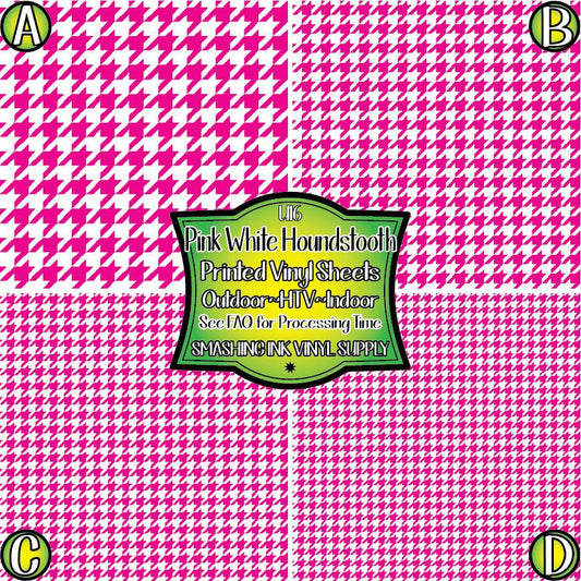 Pink White Houndstooth ★ Pattern Vinyl | Faux Leather | Sublimation (TAT 3 BUS DAYS)