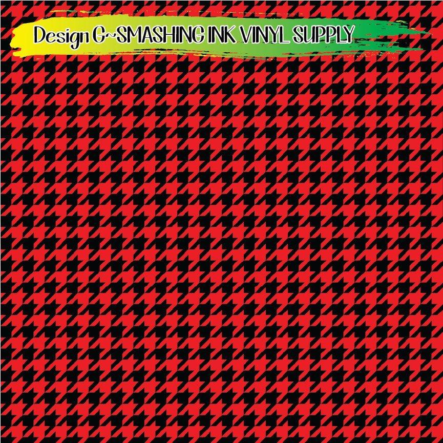 Red Black Houndstooth ★ Pattern Vinyl | Faux Leather | Sublimation (TAT 3 BUS DAYS)