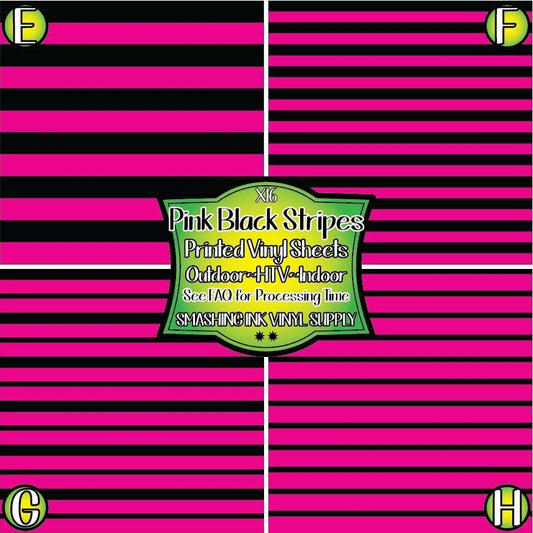 Pink Black Stripes ★ Pattern Vinyl | Faux Leather | Sublimation (TAT 3 BUS DAYS)