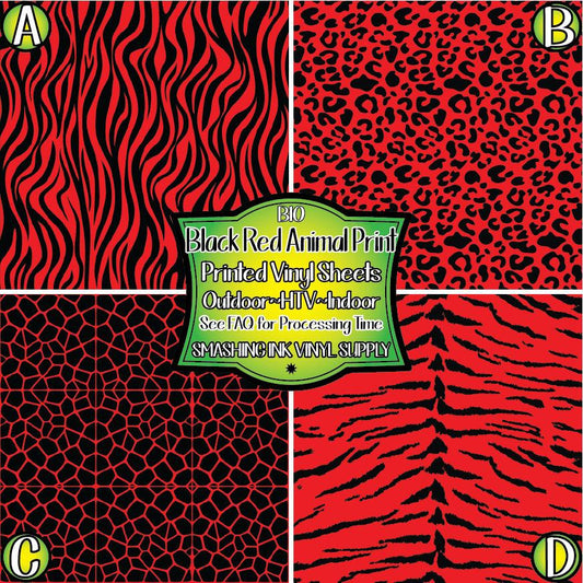 Red Black Animal Print ★ Pattern Vinyl | Faux Leather | Sublimation (TAT 3 BUS DAYS)